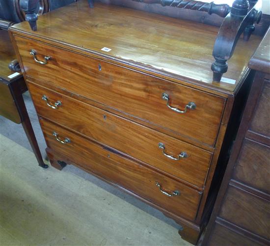 18th Century mahogany chest of 3 drawers(-)